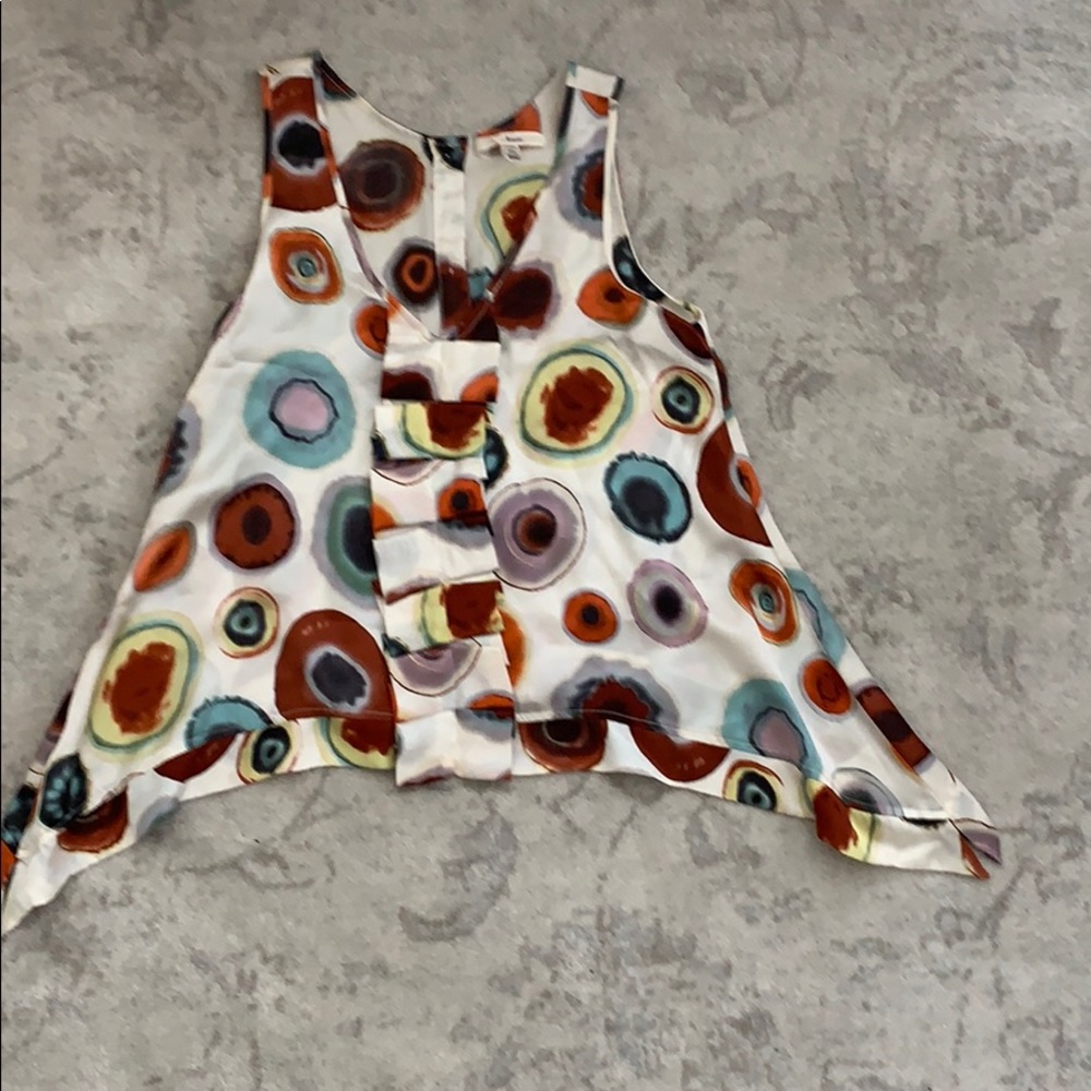 100% silk polka dot asymmetrical top